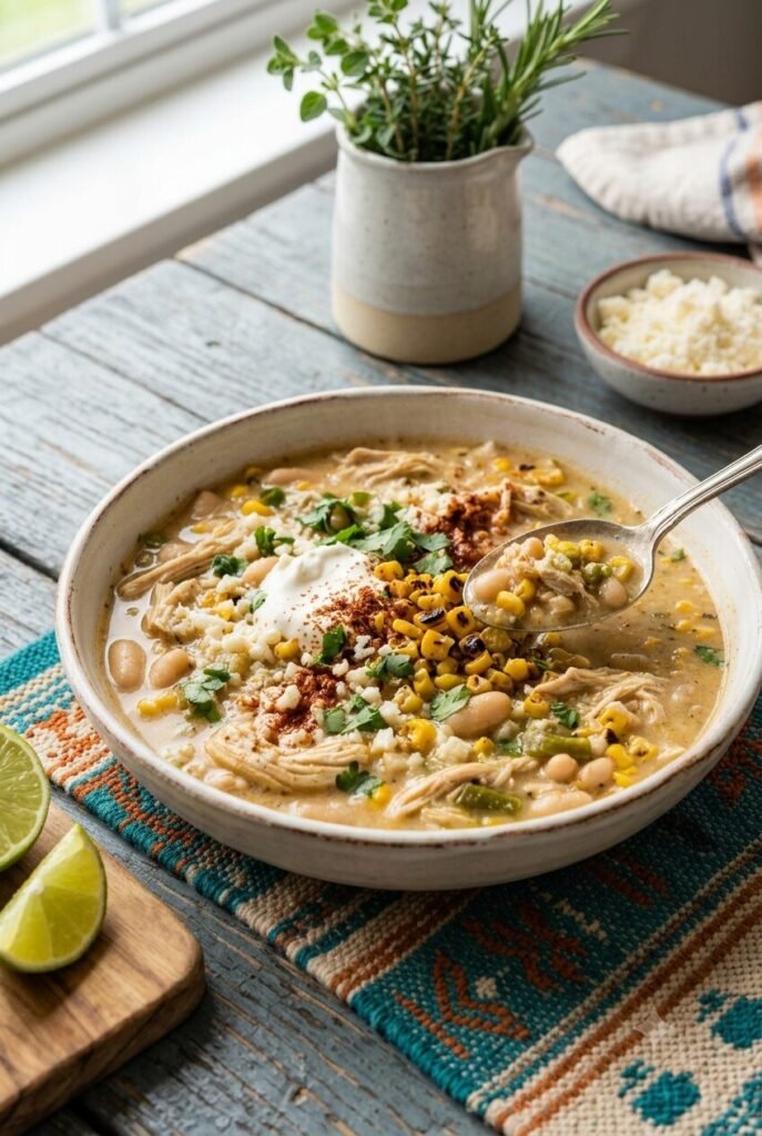 Mexican Street Corn White Chicken Chili Stovetop Method