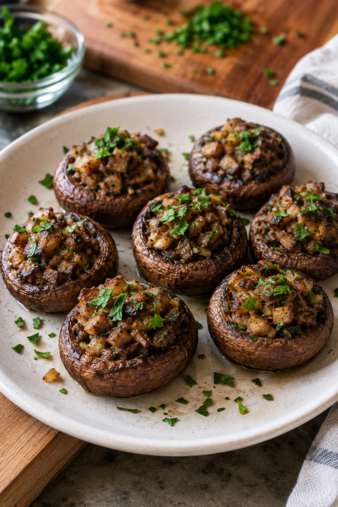 9. Crunchy Stuffed Mushrooms Recipe