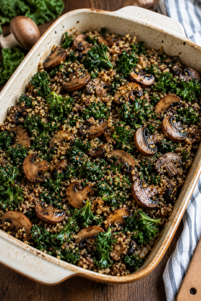 Balsamic Roasted Mushroom & Kale Quinoa Recipe