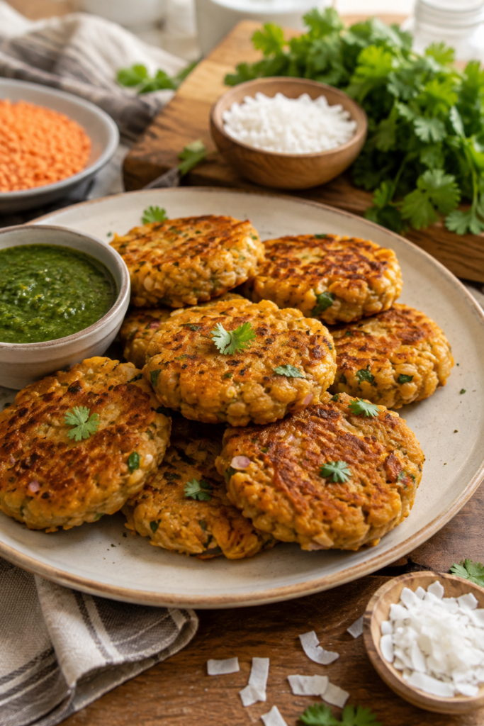 Coconut Cutted Lentil Cakes Recipe