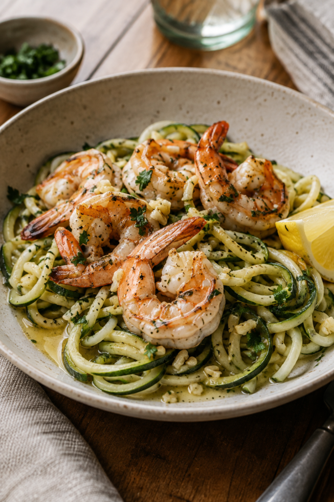 Dreamy Garlic Tiger Shrimp with Zucchini Noodles Recipe