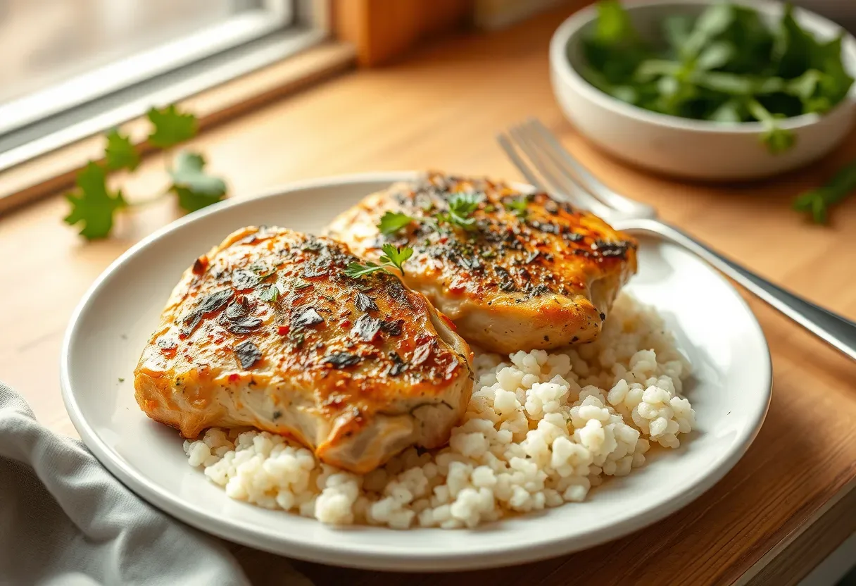 Herb roasted chicken with cauliflower rice